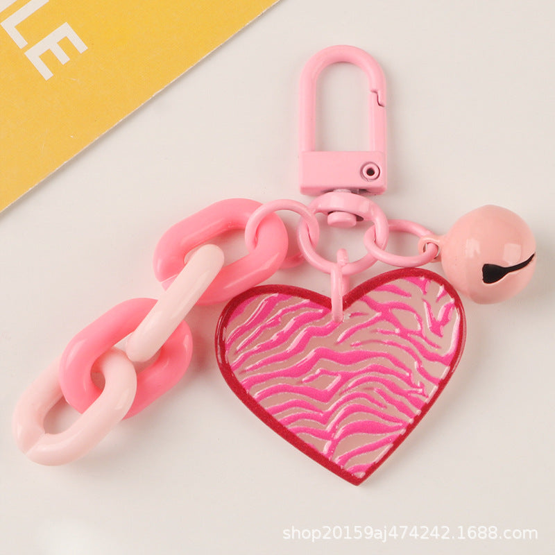 Wholesale Cow Pattern Candy Color Bell Acrylic Keychain